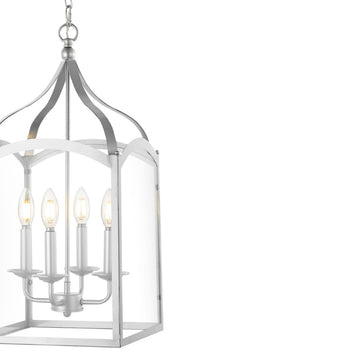 Ruth 11" Traditional Classic Lantern Metal/Glass LED Pendant - JONATHAN Y